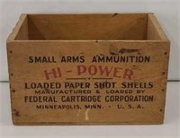 Federal Hi-Power Shells Wooden Ammo Crate