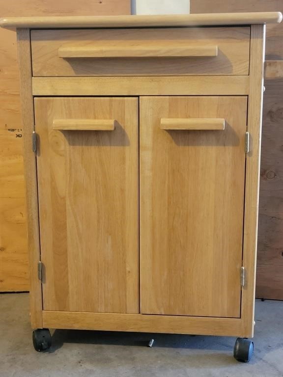 Rolling Wood Kitchen Cart w/ Towel Bar