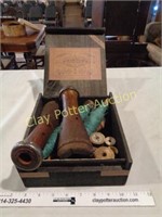 Wood Box of Early Sewing Items