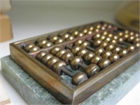 BRASS CHINESE ABACUS MATHEMATICAL TOOL Marble Base