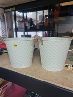 2 cream buckets with handles