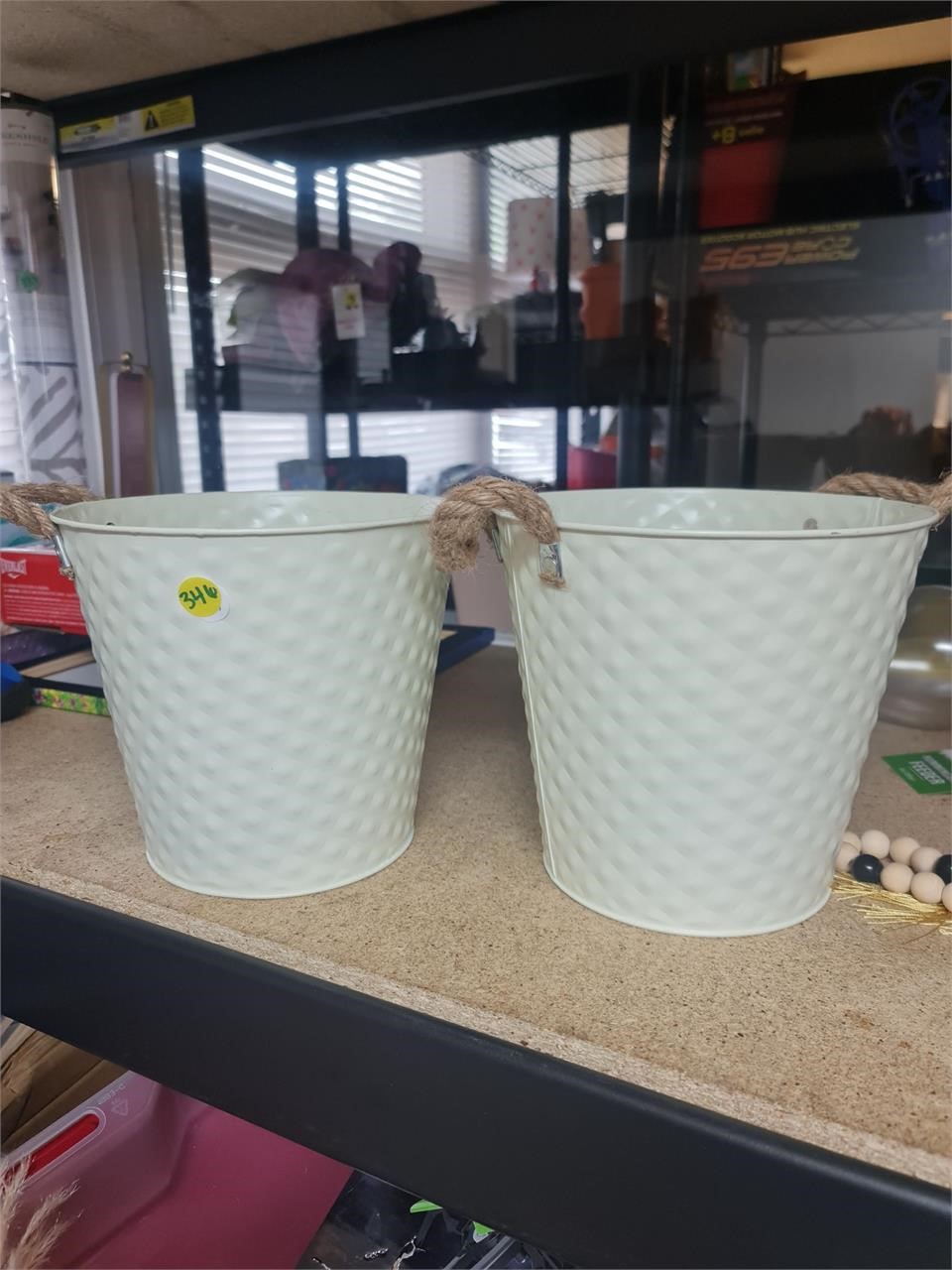 2 cream buckets with handles
