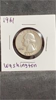 1961 Silver Washington Quarters US 25 Cent Coin
