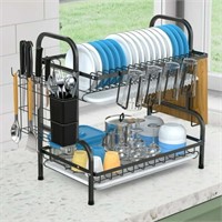 VAVSEA Dish Drying Rack  2-Tier  Black