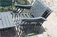 Black Metal Patio Chairs & End Table