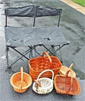 Folding Double Seat Chair, Baskets