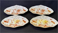 4 vintage Asian-style porcelain plates