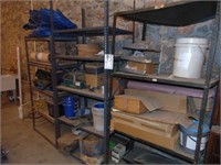 3 shelving units and contents