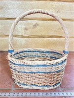 Wicker basket with blue accents