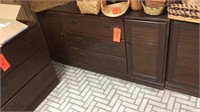 Mid century 3 drawered chest w/side cabinets