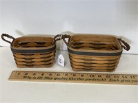 1994 & 1995 BLUE TRIM BASKETS WITH LEATHER HANDLES