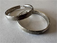 2PC LARGE STERLING SILVER HOOP EARRINGS