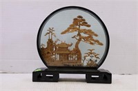 HAND CARVED ORIENTAL VILLAGE SCENE DISPLAY - 9" X