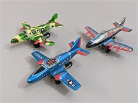 Three Friction Airplane Tin Toys