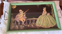 Beautiful antique tray with Victorian era scene