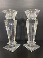 Pair of Towle Poland crystal candle holders