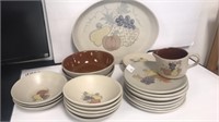 Chatham potters stoneware set. 1 large bowl has a