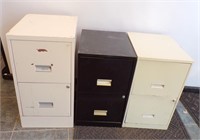 (3) 2 DRAWER FILE CABINETS - ONE HAS KEY AND....