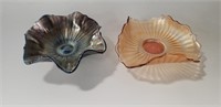 Pair of carnival glass bowls
