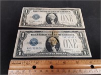 Pair of 1928A $1 "Funny Back" Silver Certificates