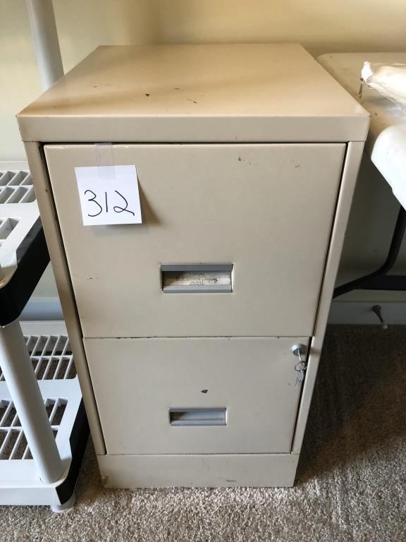 Metal 2 drawer file cabinet with key