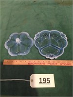 Duncan Blue Opalescence Divided Dish with Lid