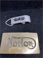 Norton’s bottle opener & solid brass belt buckle