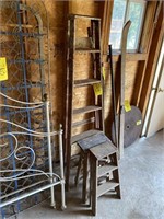 3 OLD WOODEN LADDERS