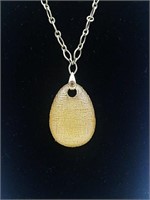 Amber resin pendant, bronze chain & RT earrings