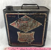 Vintage Penn-Rad 2 Gallon Motor Oil Can