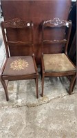 Pair of Mahogany Rose Carved Side Chairs