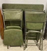 (H) Green Foldable Table w/ Chairs. 34-1/2” x 36”