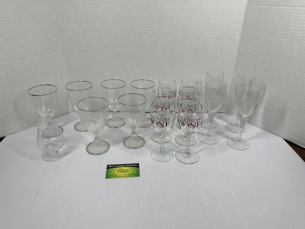 17 Assorted Wine Glasses