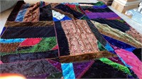 Handmade knotted crazy quilt 70 x 65 inches
