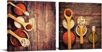 2 Panel Spices and Spoon Canvas Wall Art