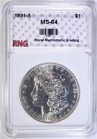 1891-S MORGAN DOLLAR RNG CH BU