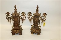 Pair of Victorian double Candlestands 14"
