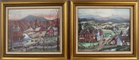 M.A. VESSEY LITHOGRAPHS ON CANVAS CITY SCENES - 2