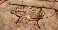 BEVELED GLASS AND IRON COFFEE TABLE