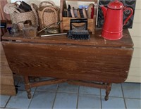 Antique drop leaf table, with expanding cross X