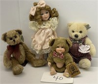 Hand Crafted Porcelain Doll & More Lot