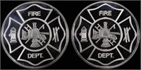 (2) 1 OZ .999 SILVER FIRE DEPARTMENT ROUNDS