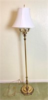 Brass Floor Lamp with Silk Shade