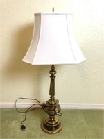 Stiffel Brass Table Lamp with Silk Shade