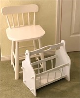 Wooden Stool and Magazine Rack