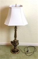 Stiffel Brass Table Lamp with Silk Shade