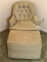 Custom Upholstered Armchair w/ Ottoman