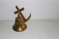 Vintage Brass Bell with Anchor Wall Mount