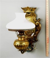 French Repousse Brass Wall Lantern
