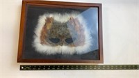 Vintage Owl Feather Mask in shadow box